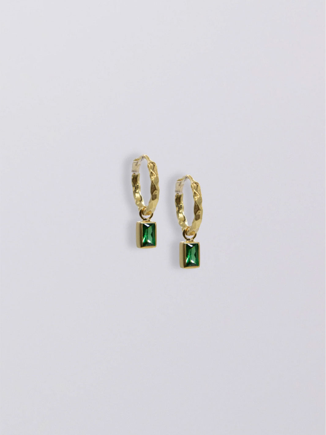 Selene Mini Hoops Gold Emerald