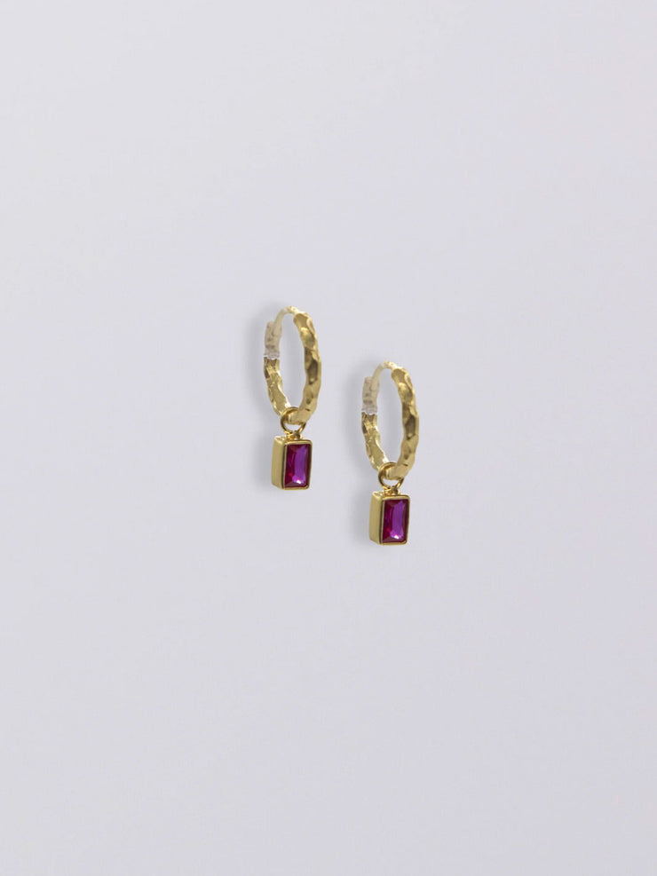 Hobo and Hatch Selene Mini Hoop Gold Ruby