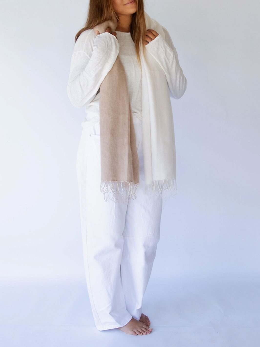 Fringed Shawl Wrap Scarf Brulee Split