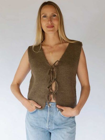 Hobo and Hatch Tie Front Vest Mocha Meadow Store Mocha