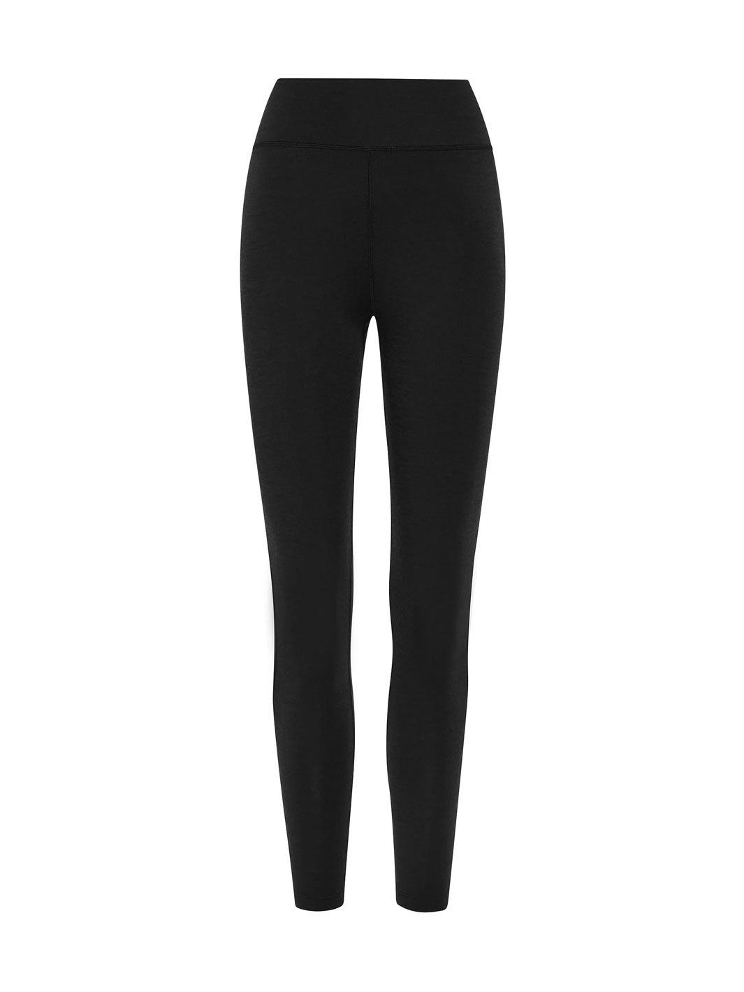 Black high-waisted leggings shown on a plain white background.