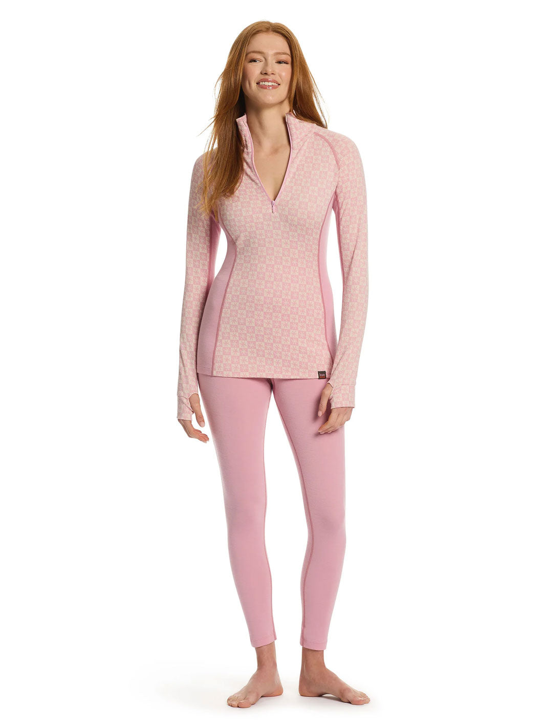 Kosci Merino Half Zip Thermal Top Pink BonBon