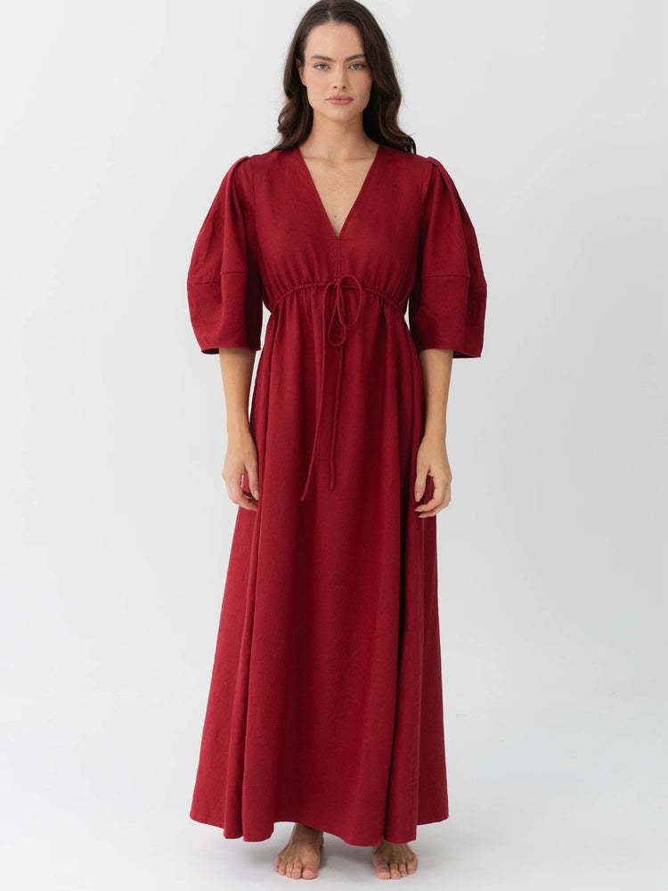 Cherry Red Maxi Dress Front Sleeves Meadow Store