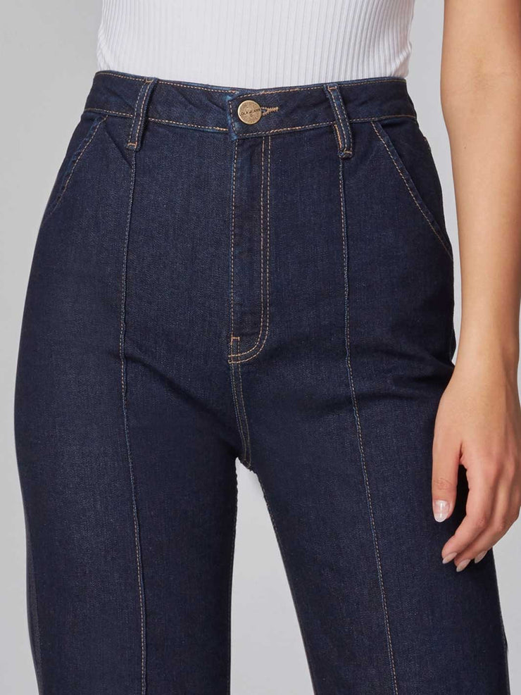 Lola Jeans Stevie High Rise Loose Leg Sustainable Jeans Dark Rinse Blue Meadow Store