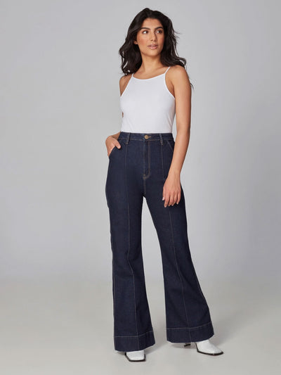 Lola Jeans Stevie High Rise Loose Leg Sustainable Jeans Dark Rinse Blue Meadow Store