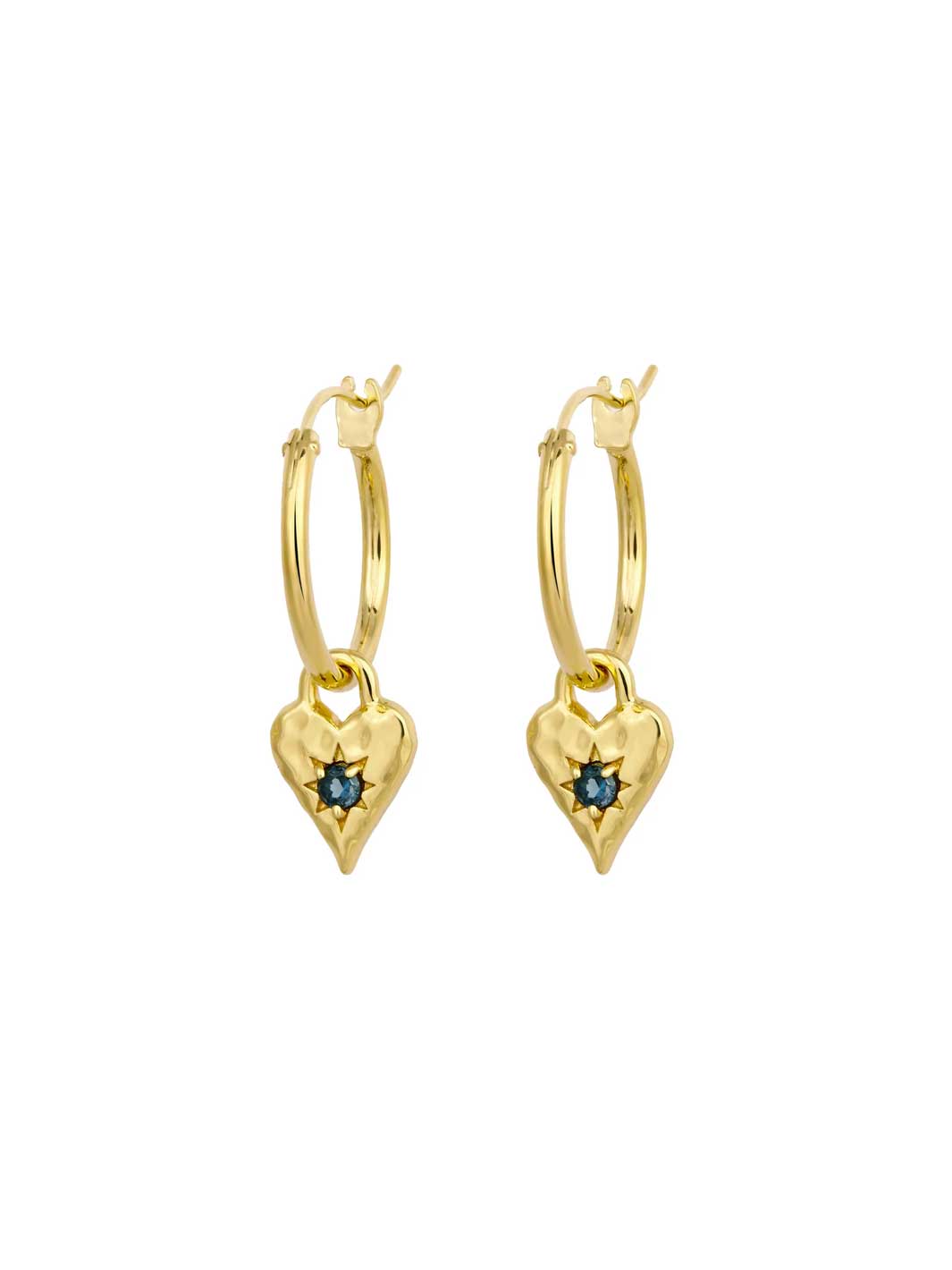 Love Heart London Blue Hoops Gold