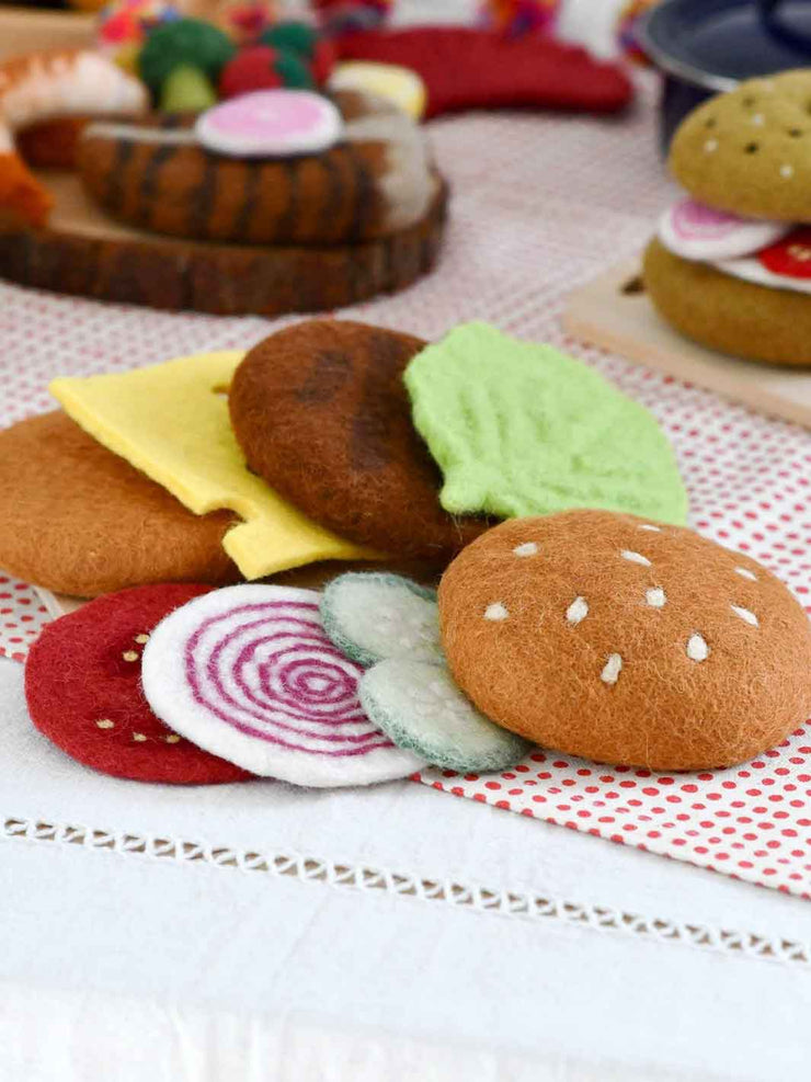 Felt Burger Stack Toy Set