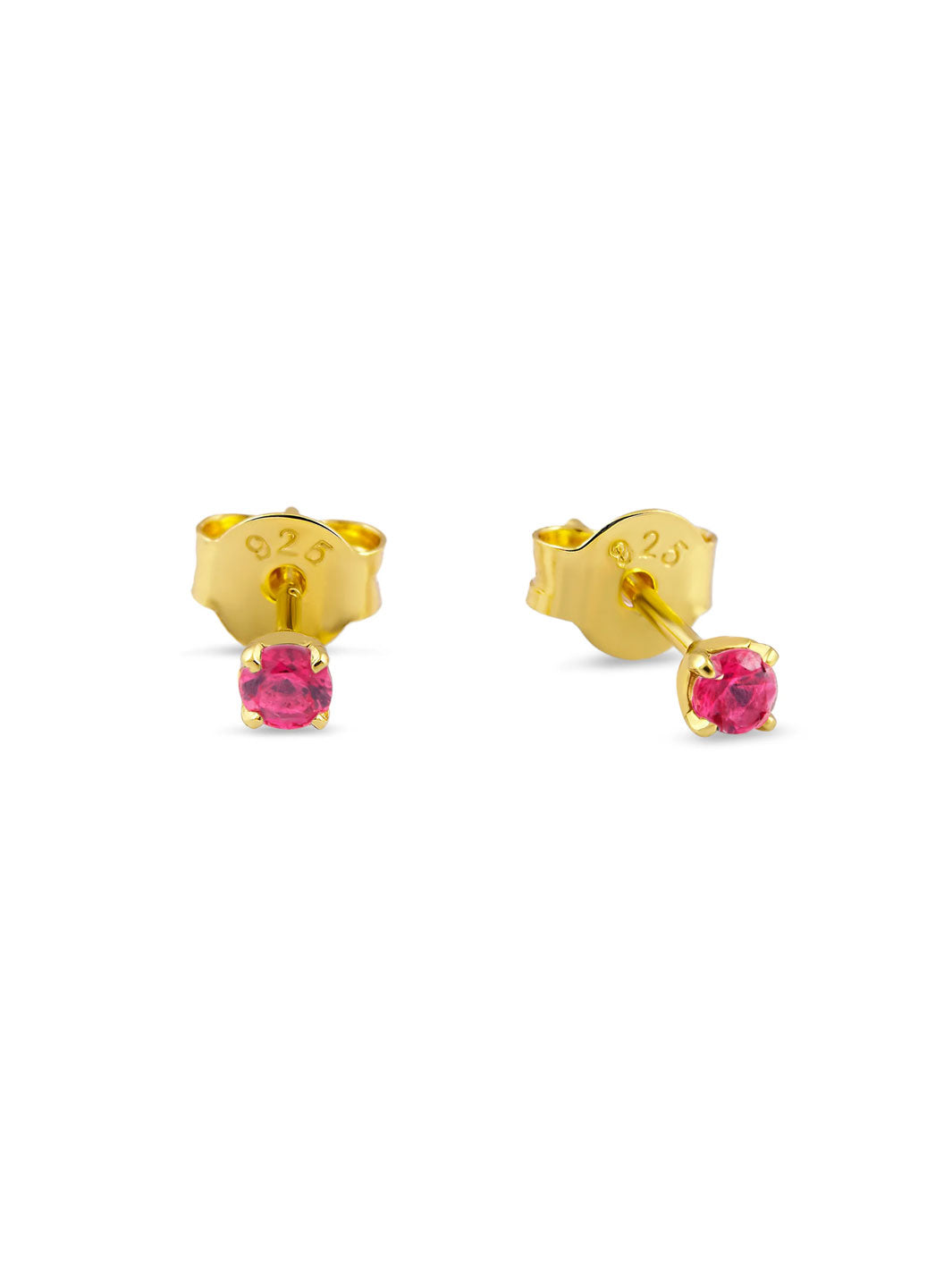 Delicate Ruby Nano Studs Gold