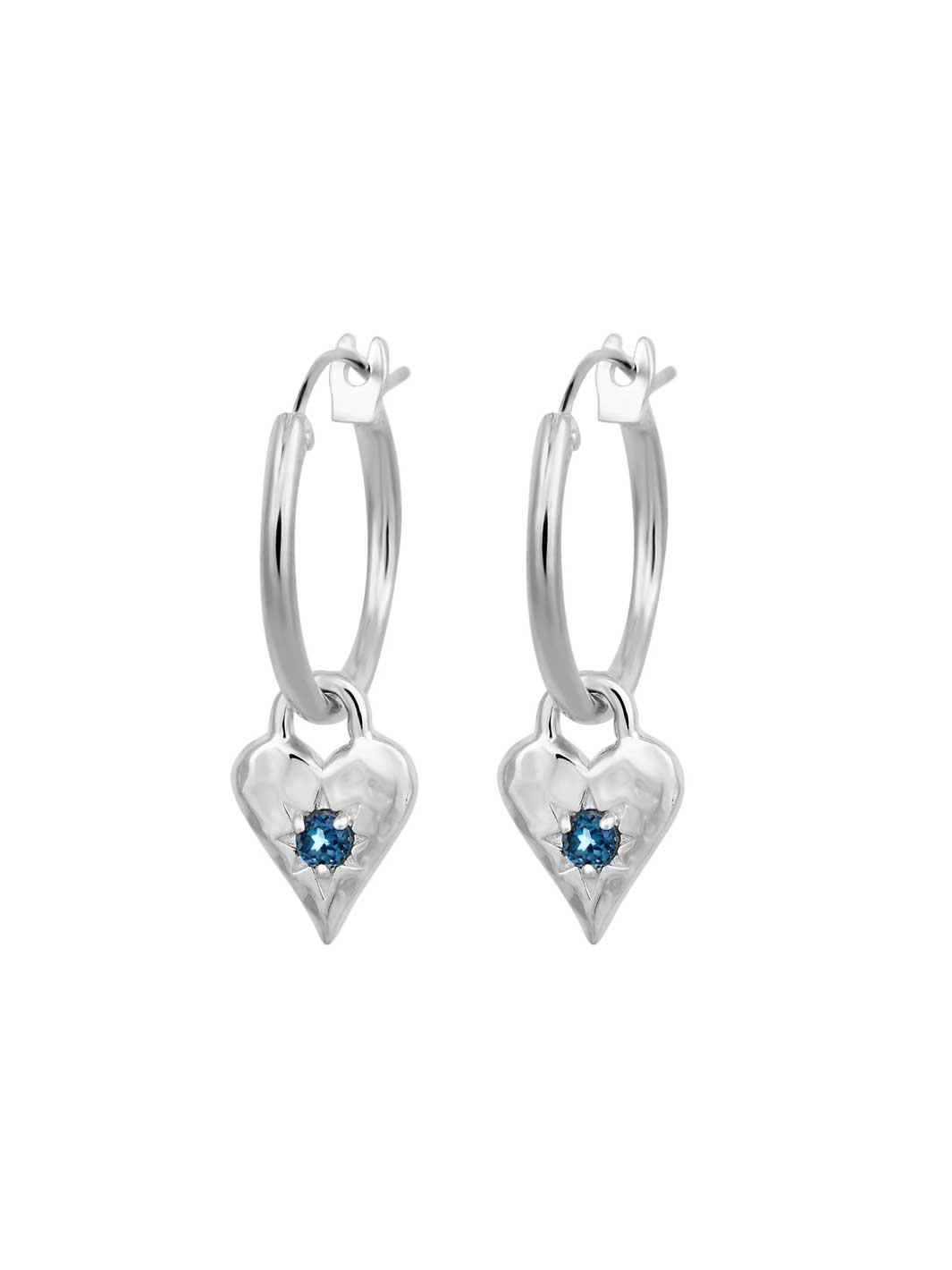 Love Heart London Blue Topaz Hoops Silver