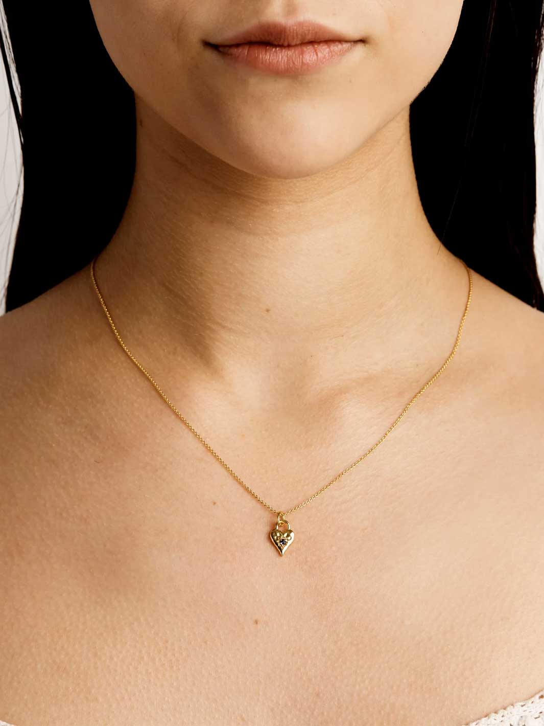 Love Heart London Blue Topaz Necklace Gold