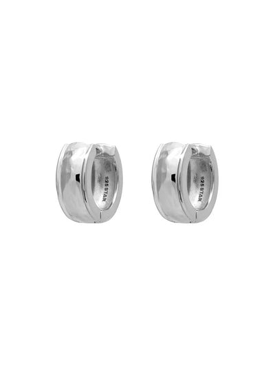 Midsummer Star Textured Thick Silver Hoop Huggie Earrings Meadow Store