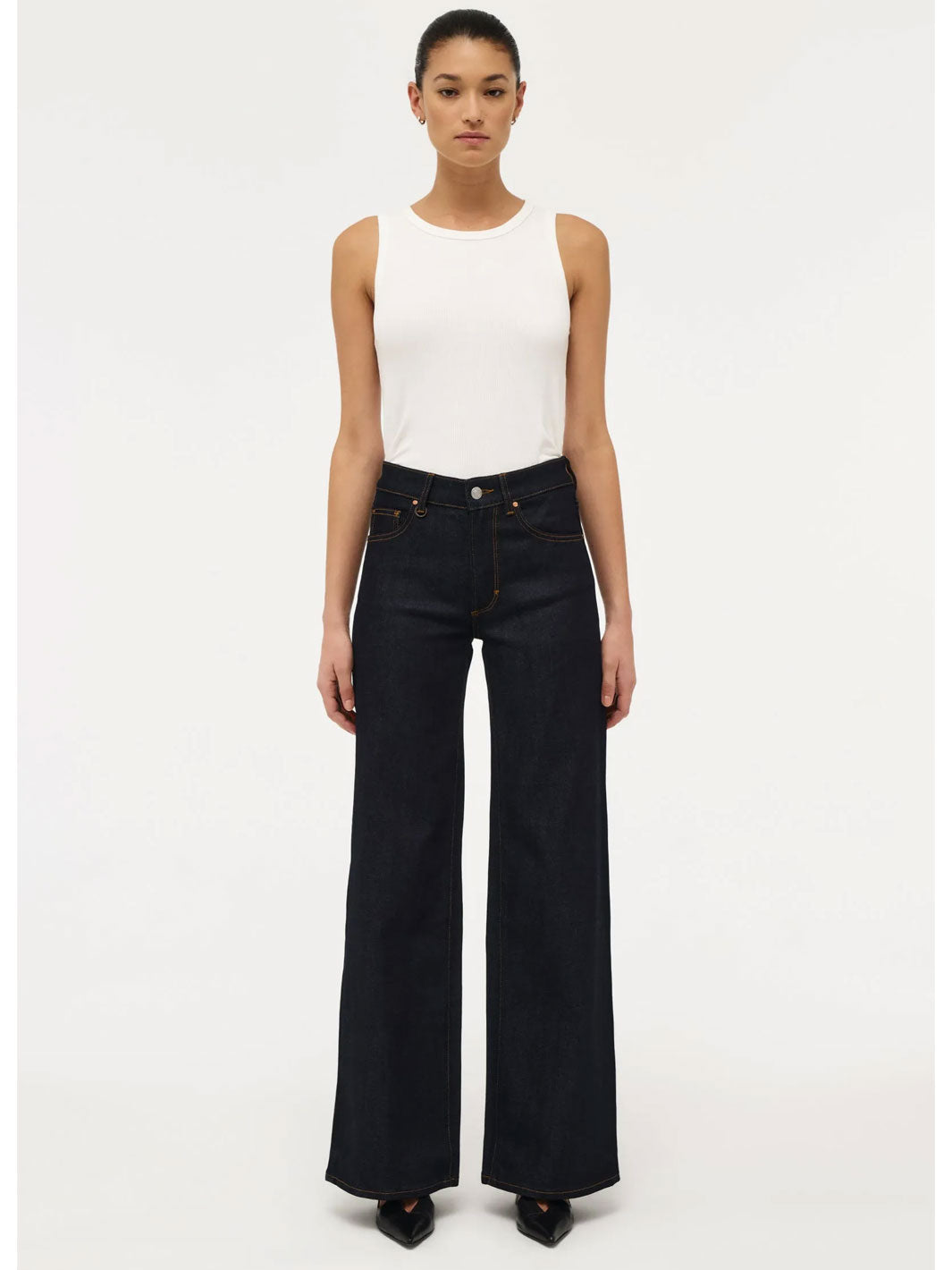 Neuw Denim Eva Wide Jean Resonate Raw Indigo Full Length Meadow Store