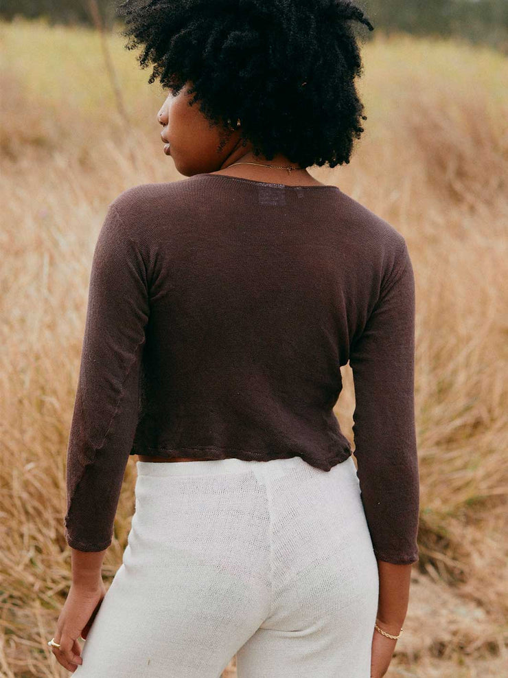 Orbit the Label Amore Long Sleeve Cotton Top Cocoa