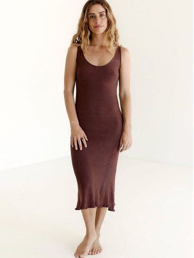 Orbit the Label Gaia Midi Knit Dress Cocoa Meadow Store