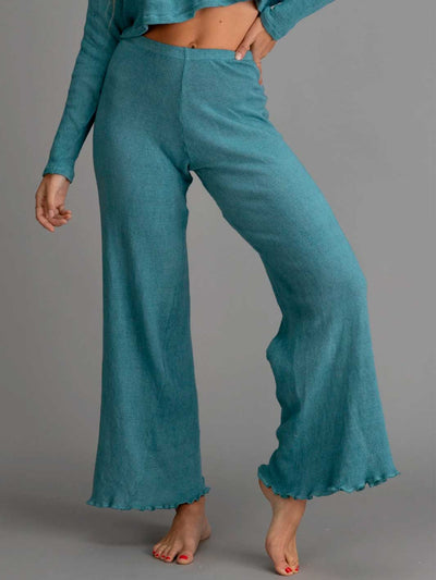 Orbit the Label Kali Organic Cotton Knit Pants Teal Green Meadow Store