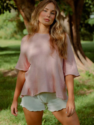 Orbit the Label Organic Cotton Nita Top Hand Dyed Rose Pink Meadow Store