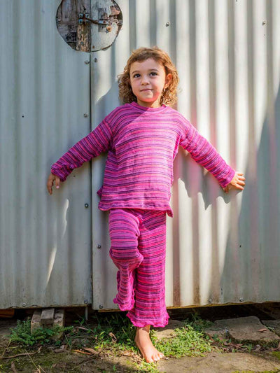 Orbit the Label Pixie Knit Stripe Pant Lettuce Edge Pink Meadow Store