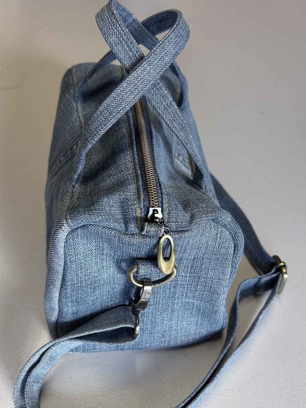 Recycled Denim Mini Square Barrel Handbag