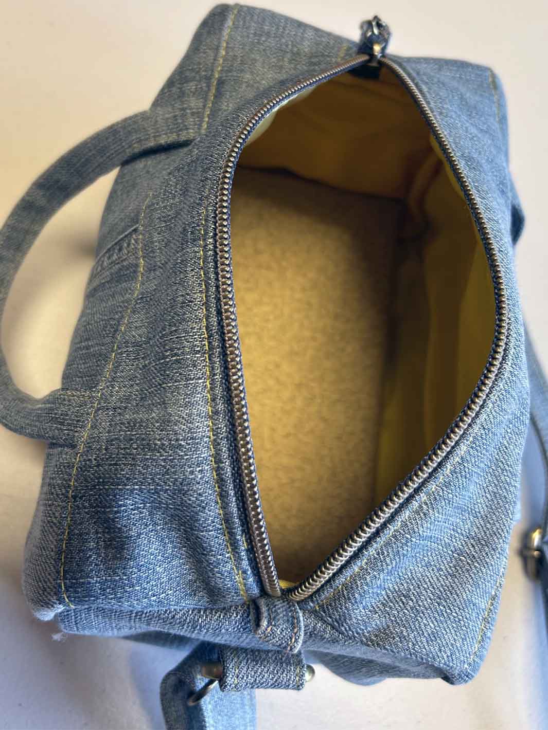 Recycled Denim Mini Square Barrel Handbag