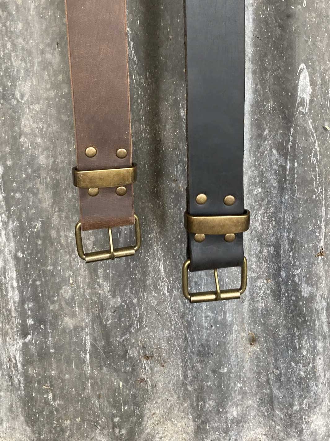Rivet and Del Genuine Leather Buffalo Butt Belt Black Brown Made in Australia Meadow Store