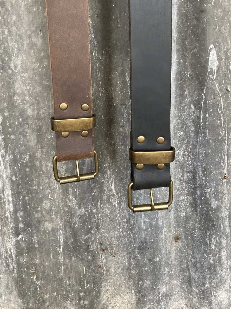 Rivet and Del Genuine Leather Buffalo Butt Belt Black Brown Made in Australia Meadow Store