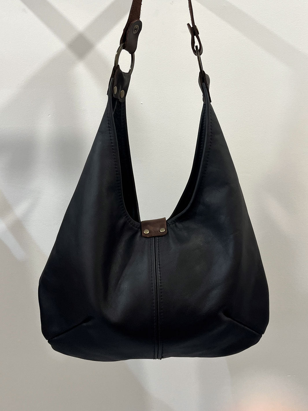 Black Slouchy Bag Recycled Leather Black