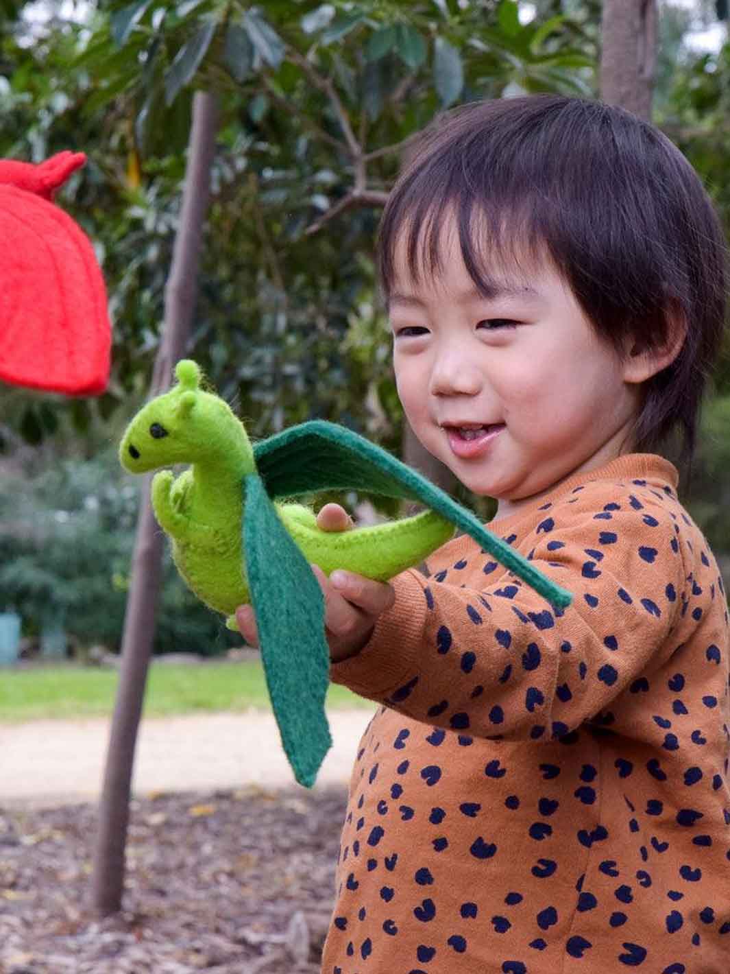 Felt Dragon Toy Green