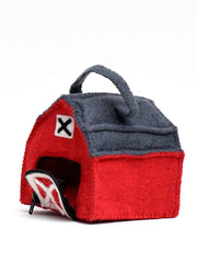Tara Treasures Felt Toy Farm Barn with Zip Door Red and Grey