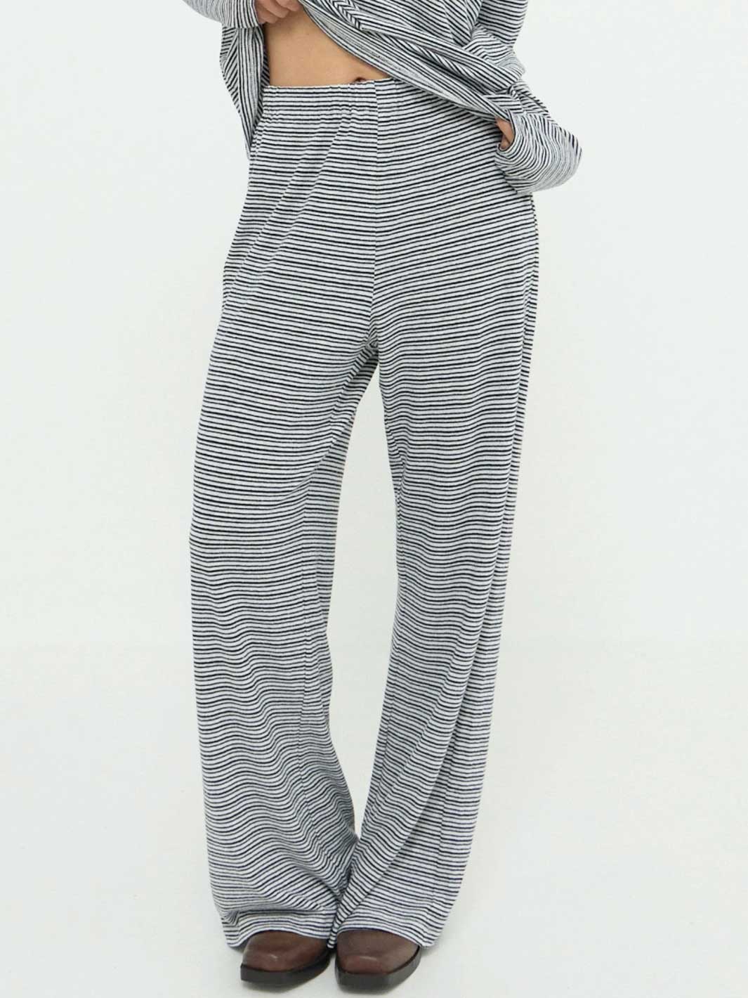 Dylan Lounge Pant Black White Stripe