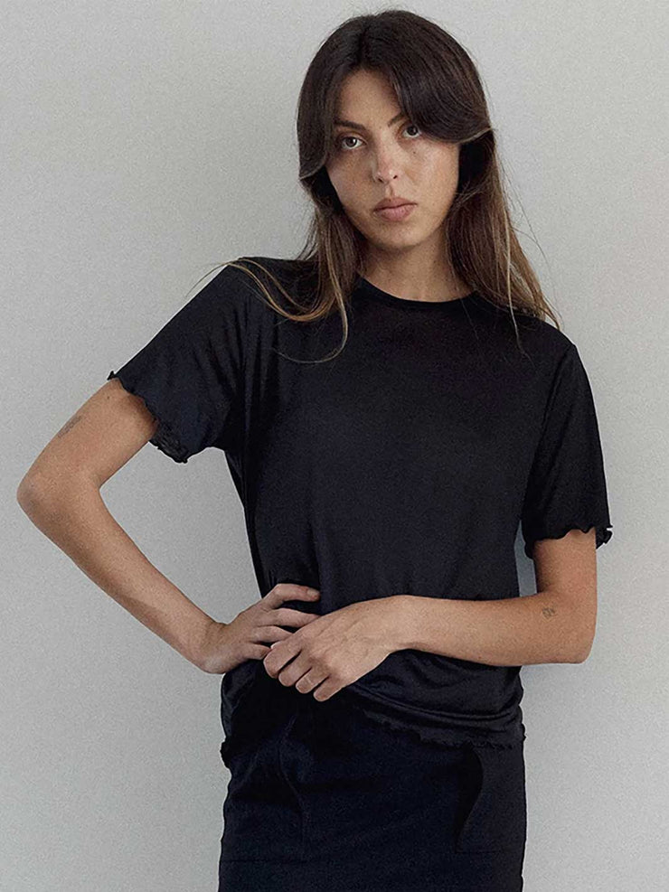 The Weft Fine Knit Slouch Tee Black Meadow Store