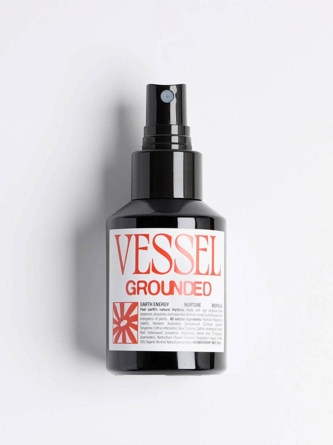Black spray bottle labeled 'Vessel Grounded' on a light gray background
