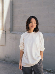 Meadow Store Hemp Clothing Australia Unisex Boxy Long Sleeve Tee Natural Women Front