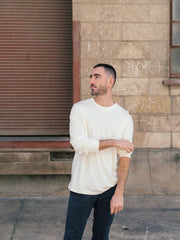 Hemp Clothing Australia Unisex Boxy Long Sleeve Tee Natural Men Front