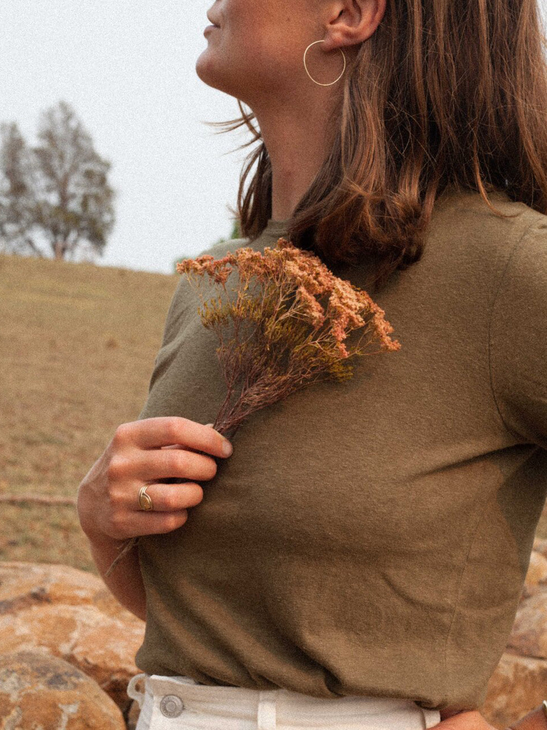 Meadow Store Hemp Clothing Australia Womens Olive Classic Tee Shirt Front