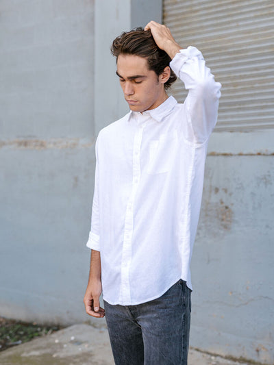 Hemp Clothing Australia Newtown Long Sleeve Shirt White