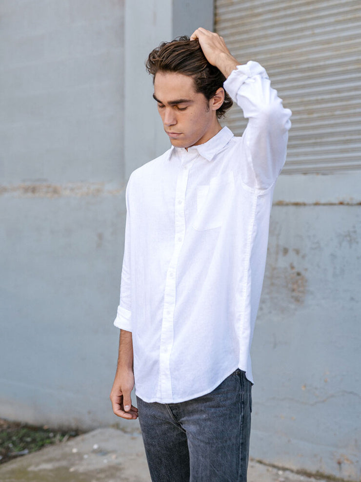 Hemp Clothing Australia Newtown Long Sleeve Shirt White