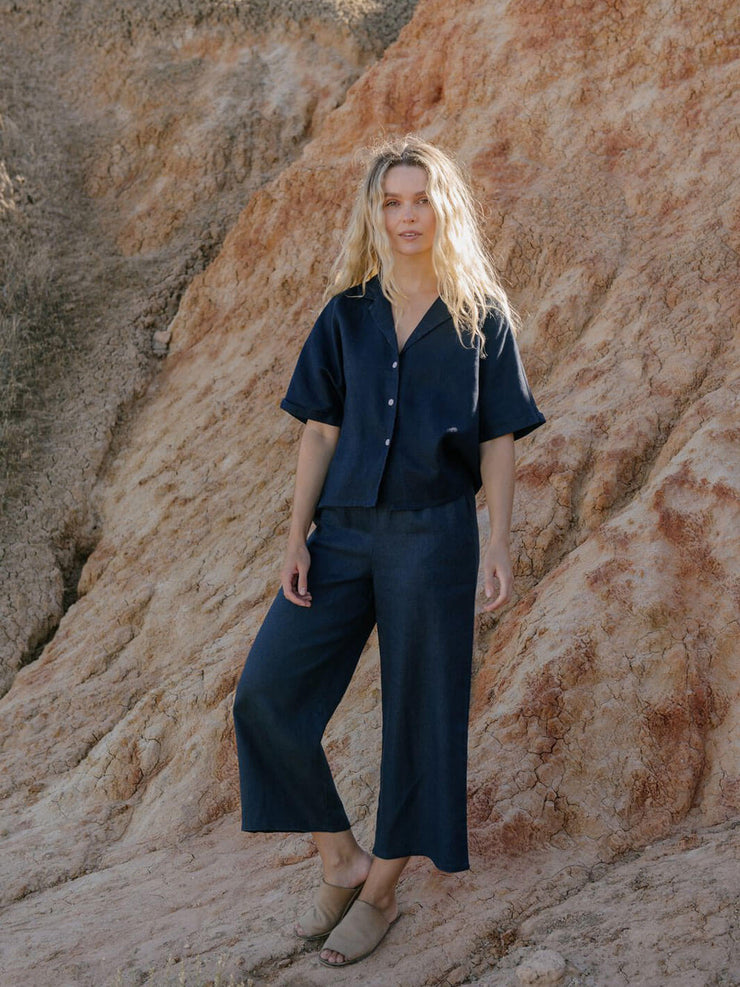 Hemp Pull-On Pants Navy