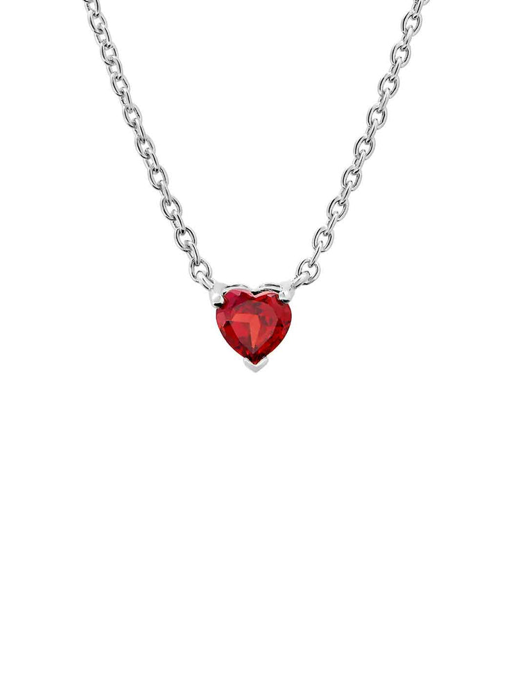 Midsummer Star Amore Garnet Heart Valentine's Day Necklace Sterling Silver