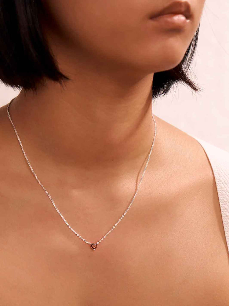 Midsummer Star Amore Garnet Heart Valentine's Day Necklace Sterling Silver
