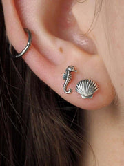 Dainty Seashell Stud Earrings Silver