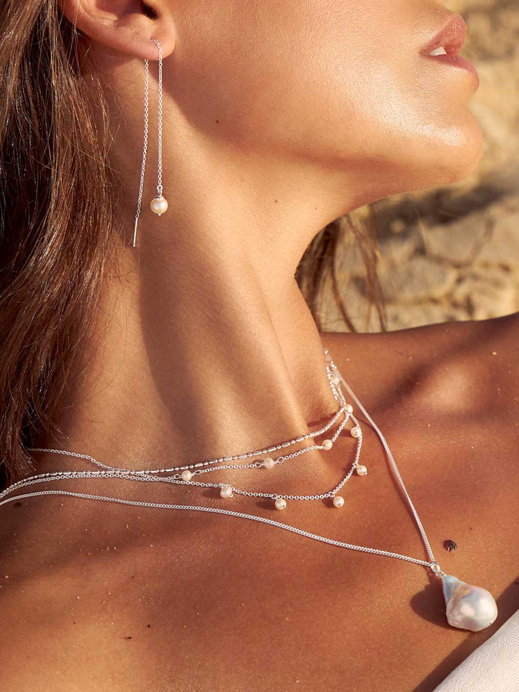 Midsummer Star Mermaid Tears Pearl Necklace Sterling Silver Chain
