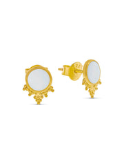 Midsummer Star Mystic Mirror Mother Of Pearl Stud Earrings Gold Meadow Store