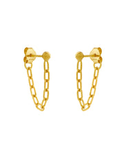 Orb And Chain Studs Gold