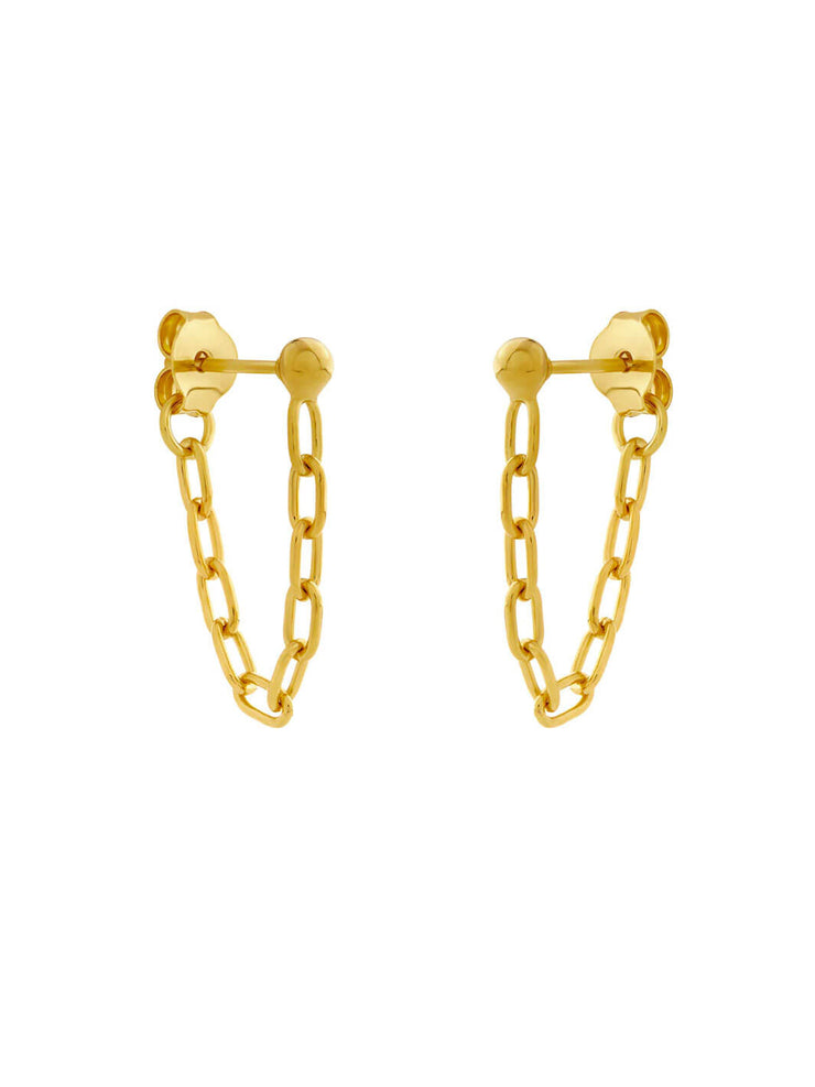 Orb And Chain Studs Gold