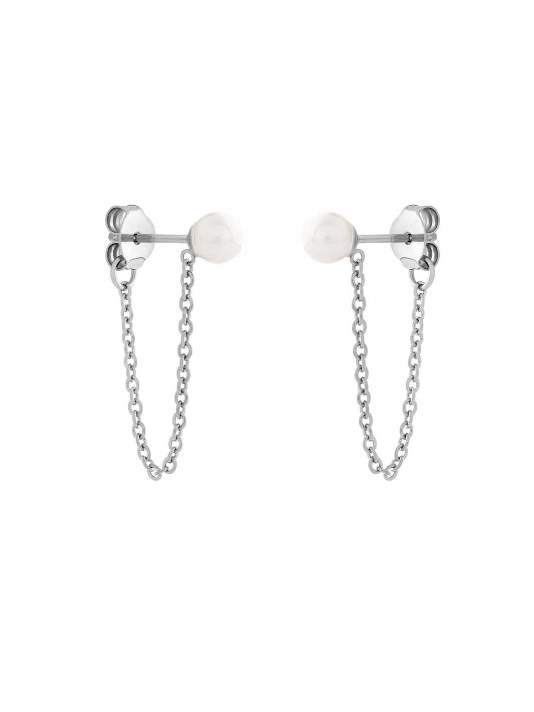 Midsummer Star Pearl Chain Studs Sterling Silver
