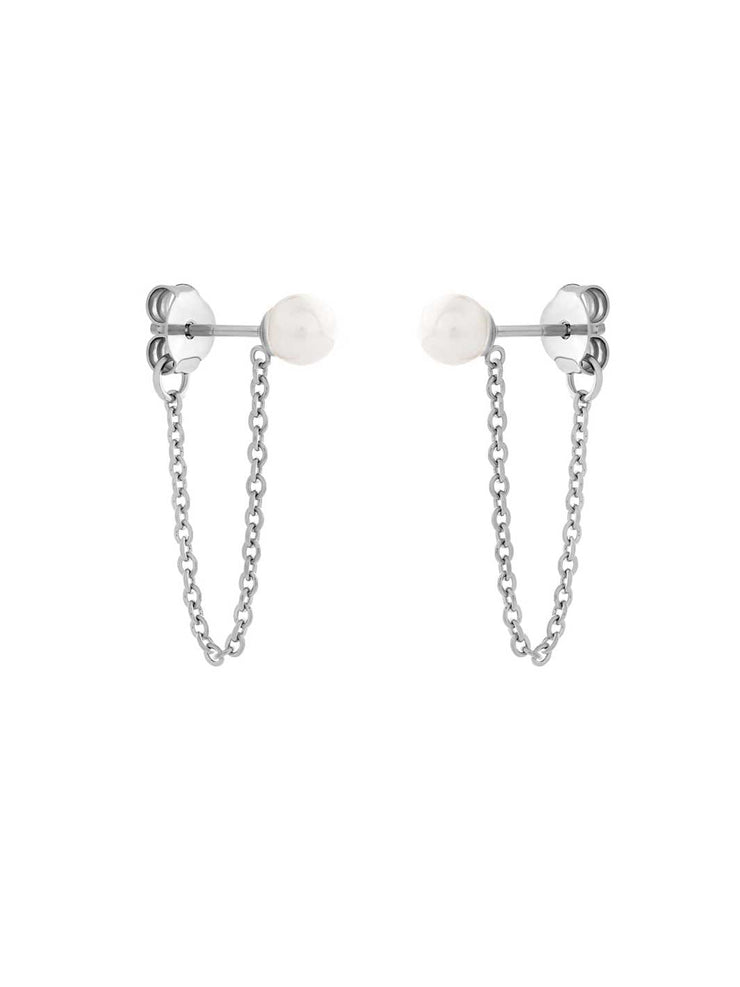Midsummer Star Pearl Chain Studs Sterling Silver