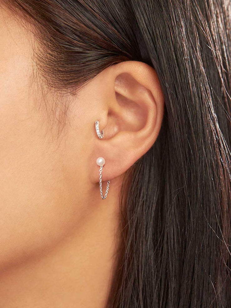 Midsummer Star Pearl Chain Earring Studs Sterling Silver Ethical Accessories