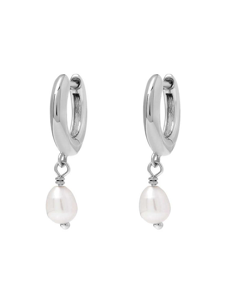 Midsummer Star Pearl Huggie Hoop Earrings Sterling Silver Ethical Accessories